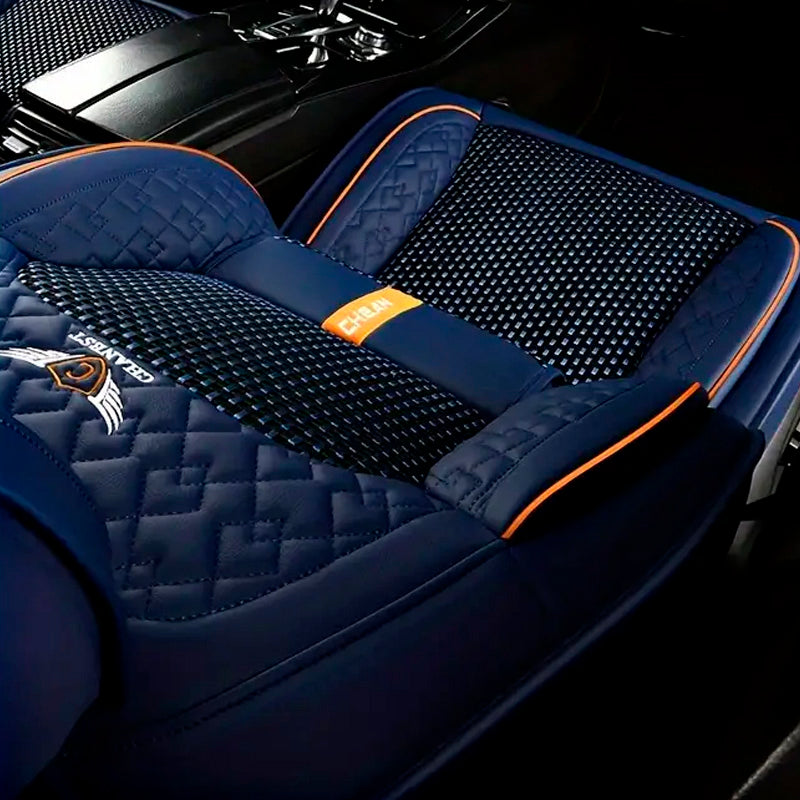 Complete Car Seat Covers in Genuine Italian Universal Leather + FREE GIFT: Full Mats Included