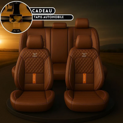 Complete Car Seat Covers in Genuine Italian Universal Leather + FREE GIFT: Full Mats Included
