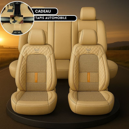 Complete Car Seat Covers in Genuine Italian Universal Leather + FREE GIFT: Full Mats Included